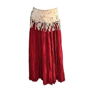 LEATHER FRINGE BELT with studs and flower design